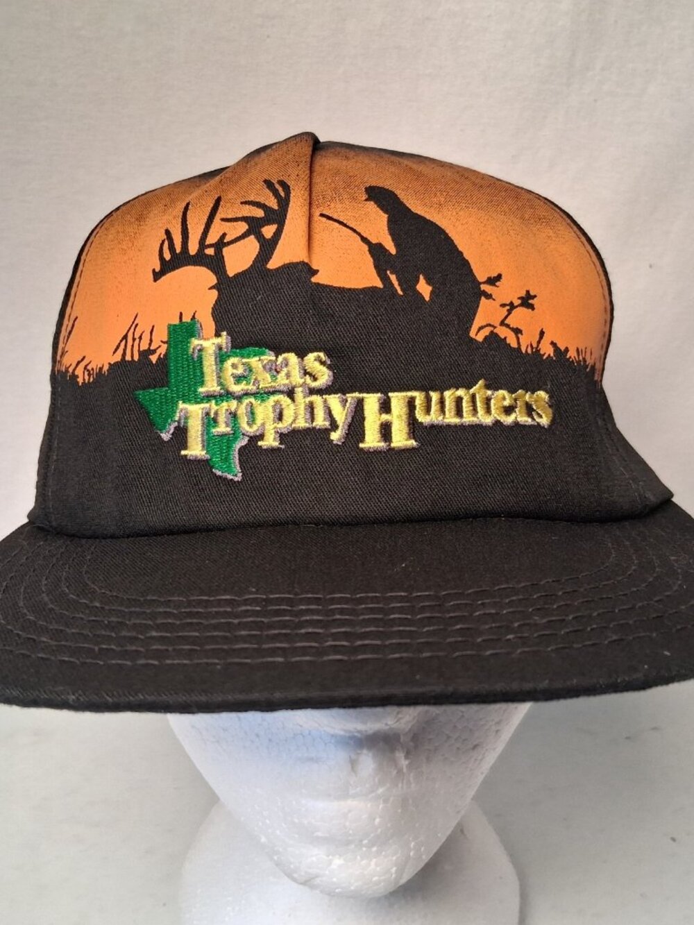 Vintage Texas Trophy Hunters Cap Hat Canvas Buck Deer Hunter Hunter Field USA - Picture 2 of 13